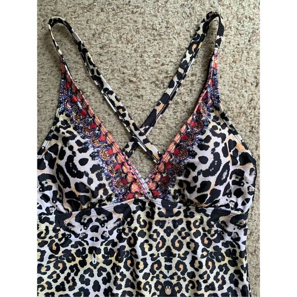 True Colours by La Moda Leopard One Piece Swimsuit‎ Tan, Black Size XL - Picture 4 of 12